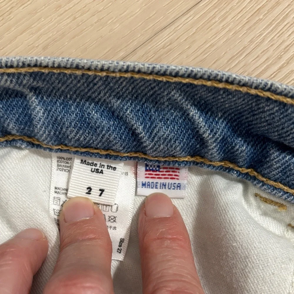 NWT American Apparel Women's Denim High-Waist Cuff Blue Jean Shorts new with Tag - Picture 6 of 8